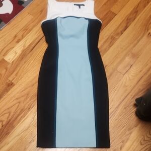 White House Black Market Green and Black Midi Dress, VGUC